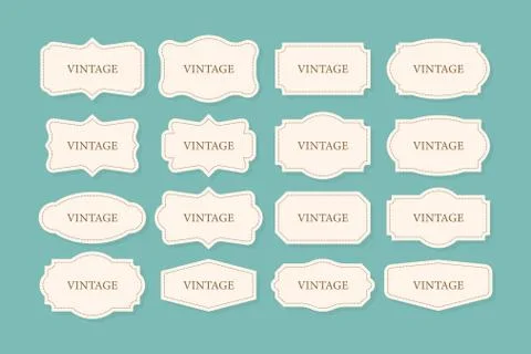 Vintage Frames Set, clipart bundle. Retro collection for decorative design Stock Illustration