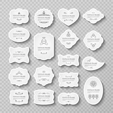 Vintage frames set with shadows on transparent background Stock Illustration