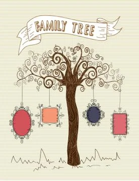 Vintage frames tree concept Stock Illustration