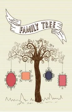 Vintage frames tree Stock Illustration
