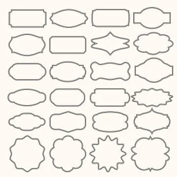 Vintage frames vector clipart bundle. Old frame shapes, decorative label and  Stock Illustration
