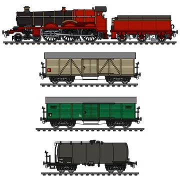 Vintage freight steam train Stock Illustration