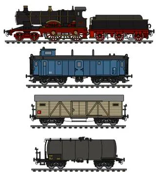 Vintage freight steam train Stock Illustration