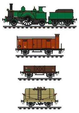 Vintage freight steam train Stock Illustration
