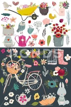 Vintage Garden Set Stock Illustration