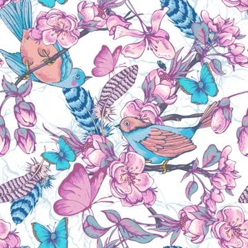 Vintage garden spring seamless pattern Stock-Illustration