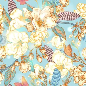 Vintage garden spring seamless pattern Stock-Illustration