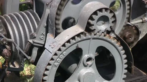 Vintage gasoline engine gears Stock Footage 23217184
