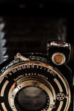 Vintage Gauthier Calmbach, Pronto Folding Camera on Marble Background Stock Photos