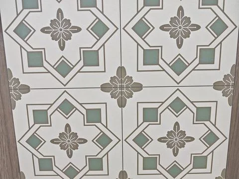 Vintage Geometric Ceramic Tile Pattern Background with Floral Ornament Stock Photos