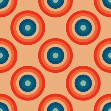 Vintage geometric pattern with circles in the style of the 70s and 60s. Illustrazione stock