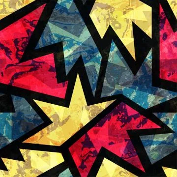 Vintage geometric seamless pattern with grunge effect Stock Illustration