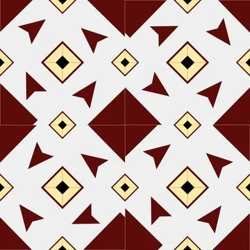 Vintage Geometric Tile Pattern in Maroon and Cream Stock Illustration