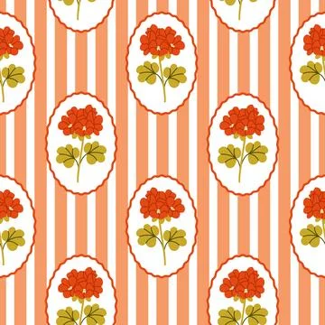 Vintage Geranium Flowers Seamless Pattern 库存插图