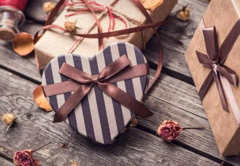 Vintage gift boxes Stock Photos