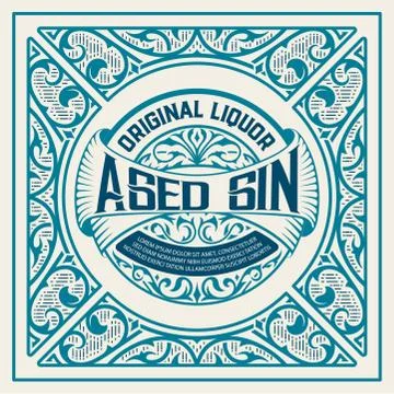 Vintage Gin label. Vector layered Stock Illustration