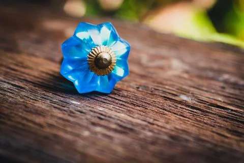 Vintage Glass Drawer Pulls, Knobs for Dresser or Antique Brass Handle Stock Photos