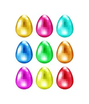 Vintage Glass Easter Egg set. Precious stones for logo design. Eggs Hunt Stock Illustration