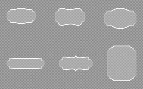 Vintage glass frames with elegant white borders on transparent grid bg Stock Illustration