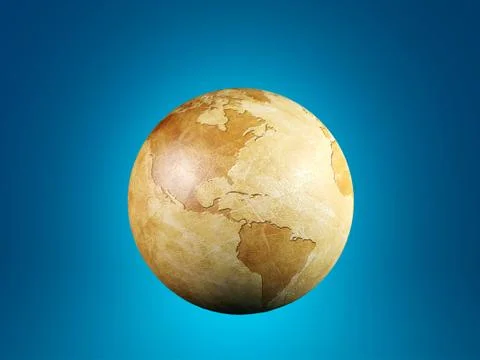 Vintage globe isolated, 3D render Stock Illustration