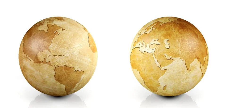 Vintage globe isolated, 3D render Stock Illustration