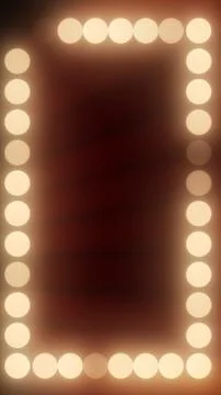 Vintage glowing light bulb frame on a warm background, resembling a theater.. Stock Illustration
