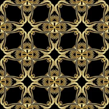Vintage gold Baroque seamless pattern. 스톡 일러스트