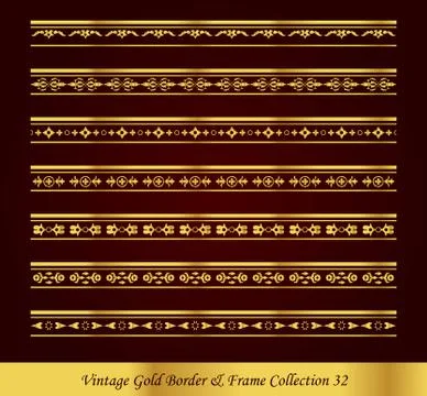 Vintage Gold Border Frame Vector Collection Stock Illustration