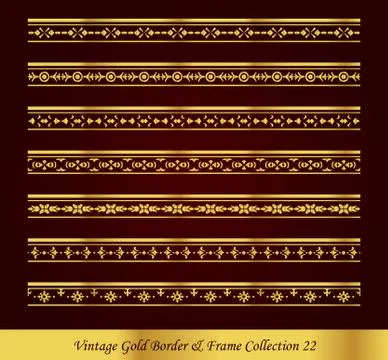 Vintage Gold Border Frame Vector Collection Stock Illustration