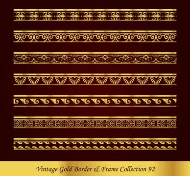 Vintage Gold Border Frame Vector Collection Stock Illustration