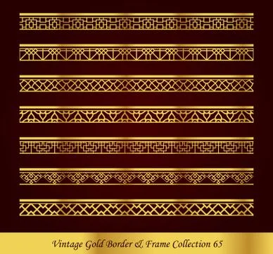 Vintage Gold Border Frame Vector Collection Stock Illustration
