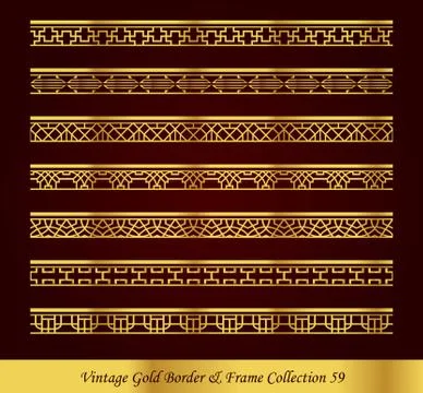 Vintage Gold Border Frame Vector Collection Stock-Illustration