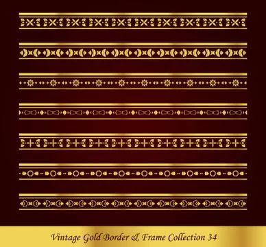 Vintage Gold Border Frame Vector Collection Stock Illustration