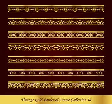 Vintage Gold Border Frame Vector Collection Stock Illustration