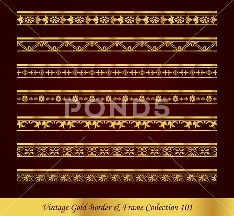 Vintage Gold Border Frame Vector Collection Illustration #70092092