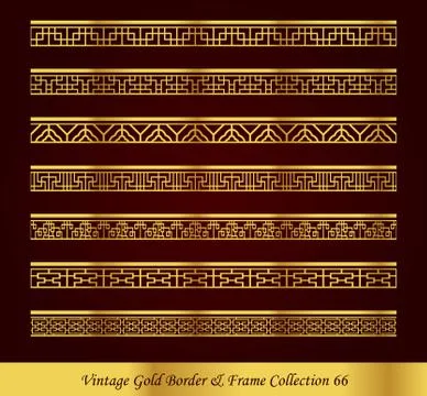 Vintage Gold Border Frame Vector Collection Stock Illustration