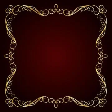 Vintage Gold Frame. Decorative vector frame with place for text Stock Illustration