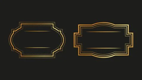 Vintage gold frames dark background swirls lines. Stock Illustration