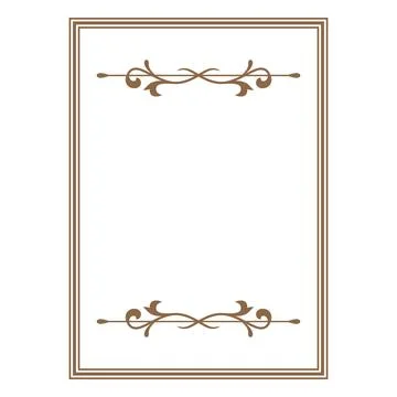 Vintage gold rectangular frame with a swirl ornament at the top and bottom Stock Illustration