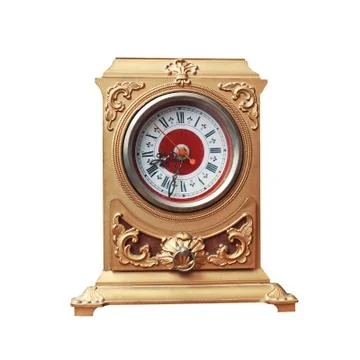 Vintage golden clock isolated on a white background Stock Photos