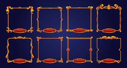 Vintage golden frames with red buttons for game Illustrazione stock