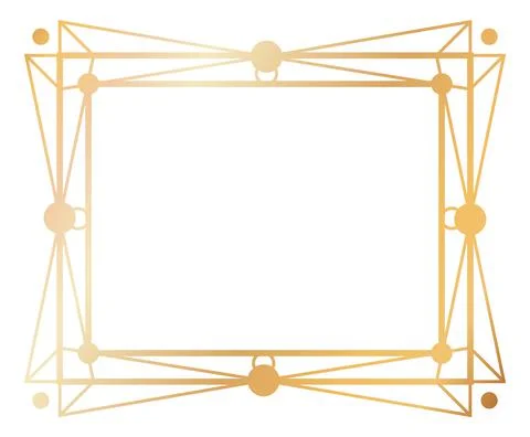 Vintage golden rectangular frame. Geometric line pattern Illustrazione stock