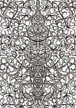 Vintage gothic pattern with floral elements. Stock Illustration