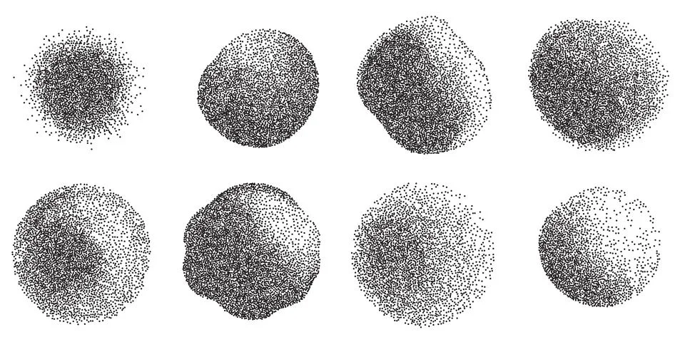 Vintage Grain Texture Elements Set Background. Light noise pattern with ink Stock Illustration