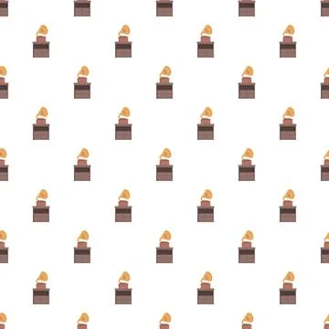 Vintage gramophone pattern creating a retro music background Stock Illustration