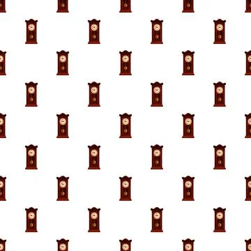 Vintage grandfather clock repeating pattern on white background 스톡 일러스트