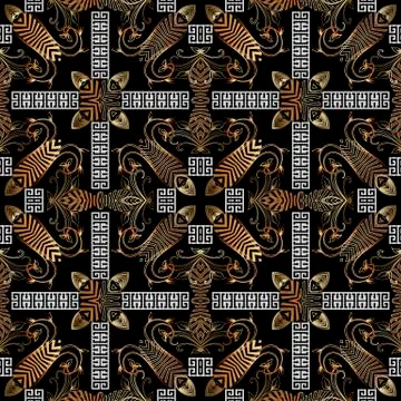 Vintage greek vector seamless pattern. Modern plaid background wallpaper with Illustrazione stock