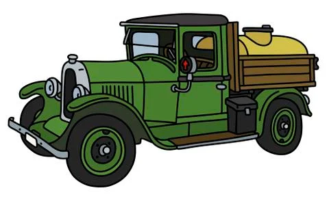 The vintage green tank truck Stock Illustration