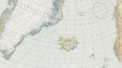 Vintage Greenland Map Video stock 327145015