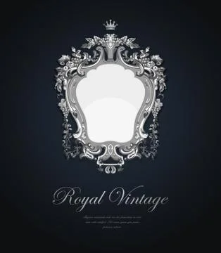 Vintage greeting card. silver vector template luxury elegant style. Stock Illustration